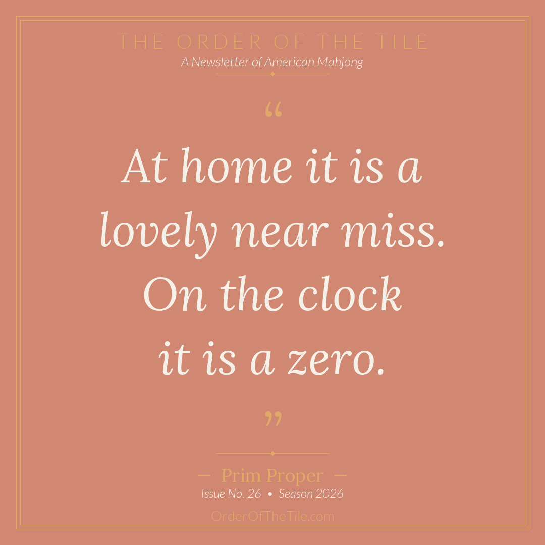 Order of the Tile quote card: At home it is a lovely near miss. On the clock it is a zero.