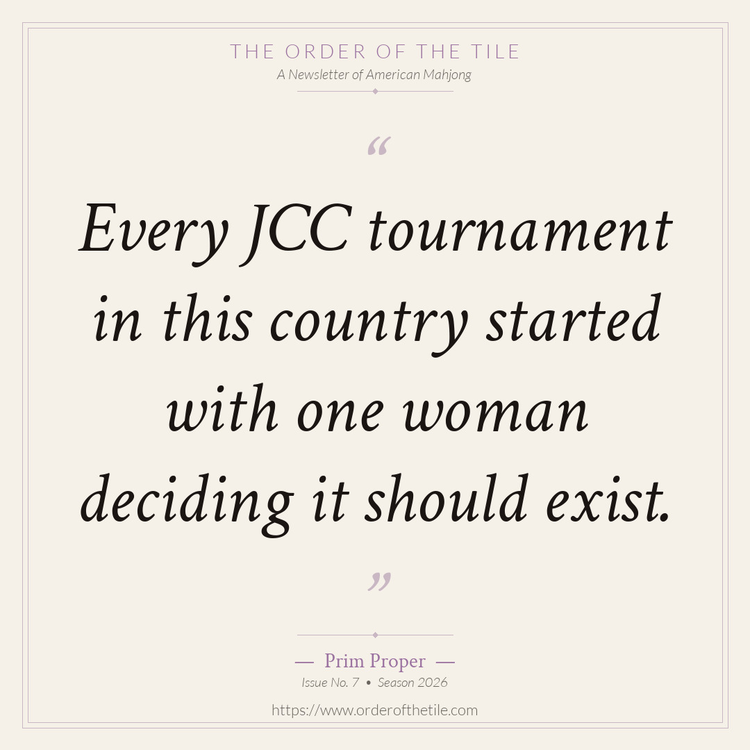 Order of the Tile quote card: Every JCC tournament in this country started with one woman deciding it should exist.