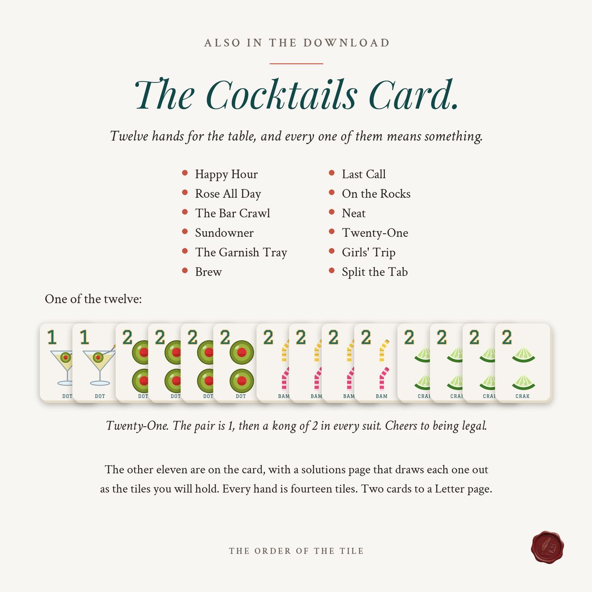 The Cocktails Card Deck for American Mahjong photo 8