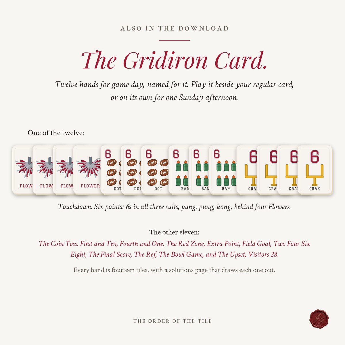 The Gridiron Card Deck for American Mahjong photo 8