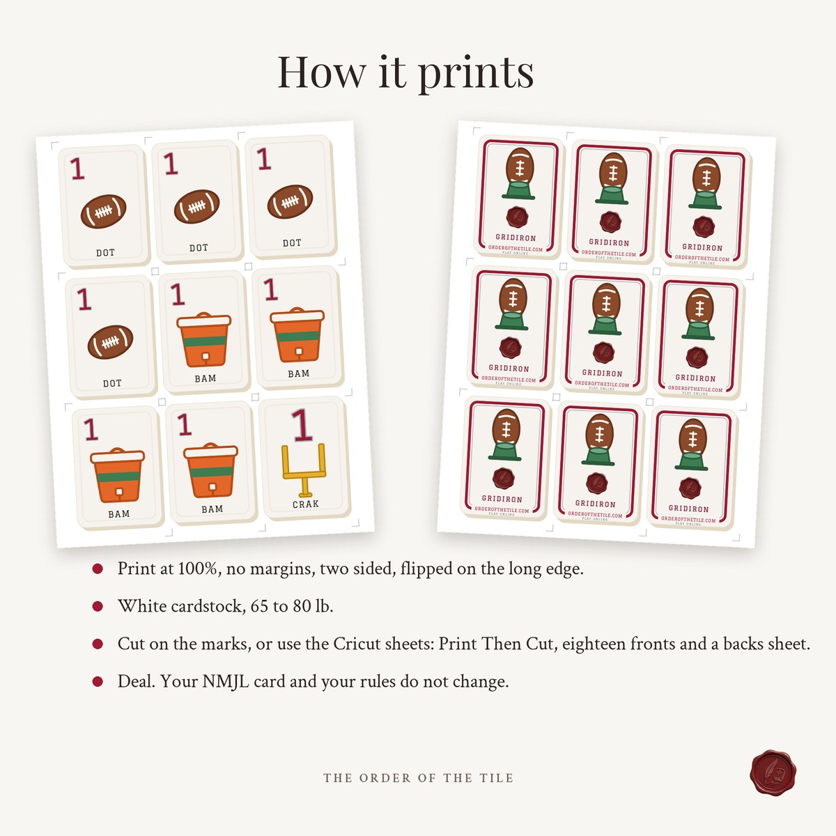The Gridiron Card Deck for American Mahjong photo 9