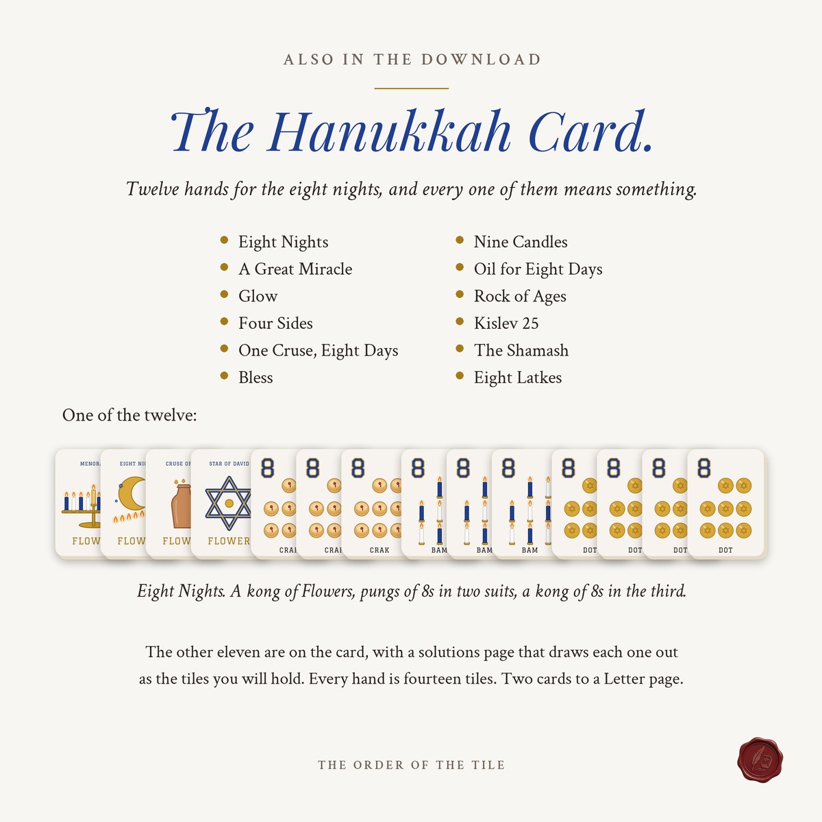 The Hanukkah Card Deck for American Mahjong photo 8