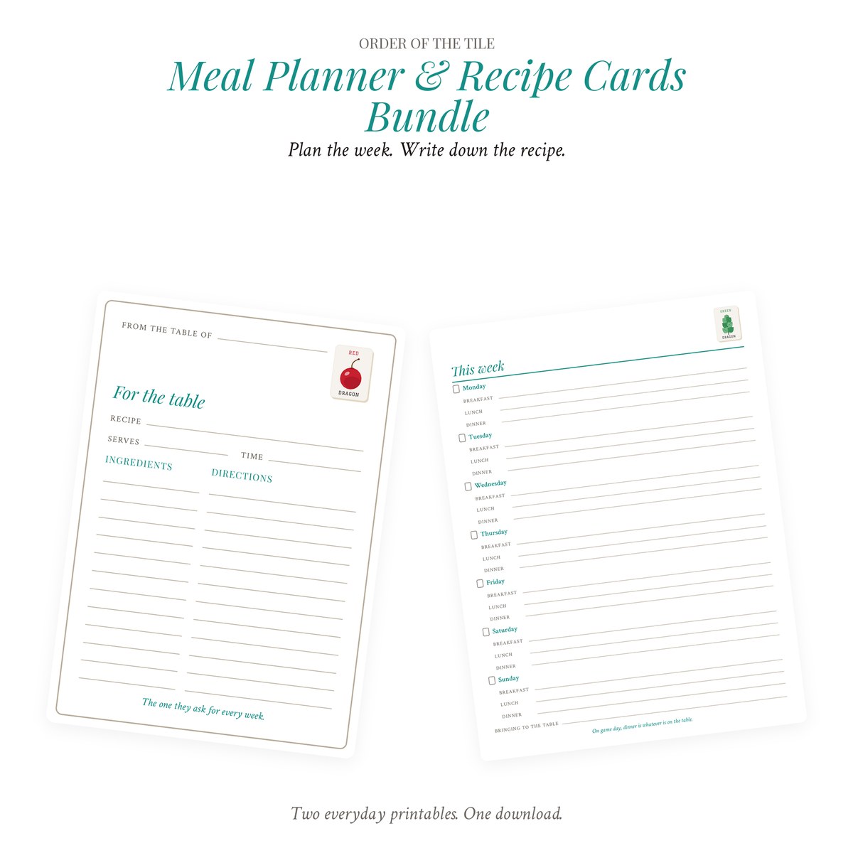 Meal Planner & Recipe Cards Bundle photo 1