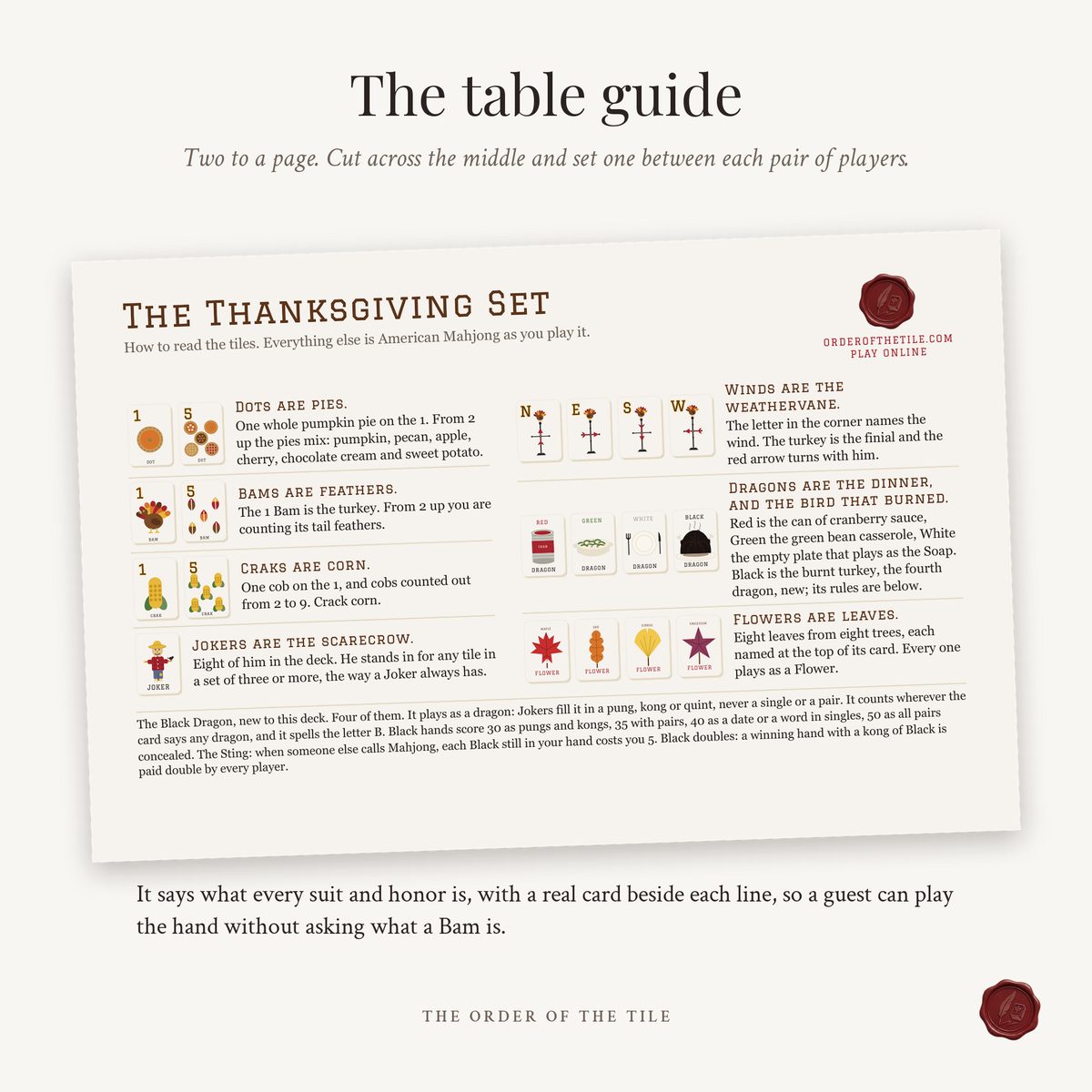 The Thanksgiving Card Deck for American Mahjong photo 7