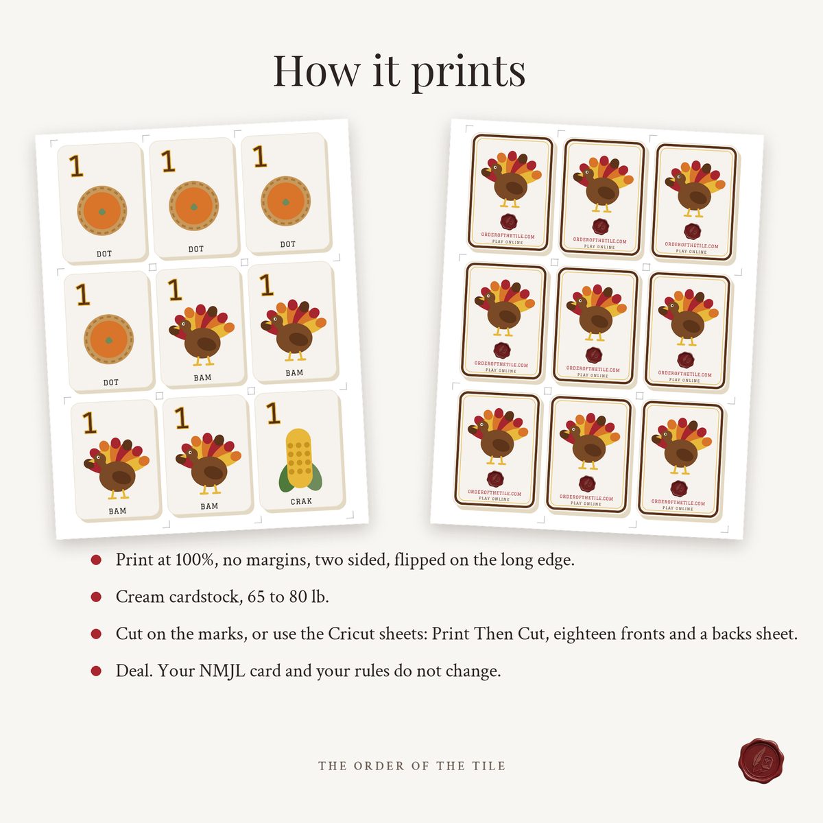 The Thanksgiving Card Deck for American Mahjong photo 9